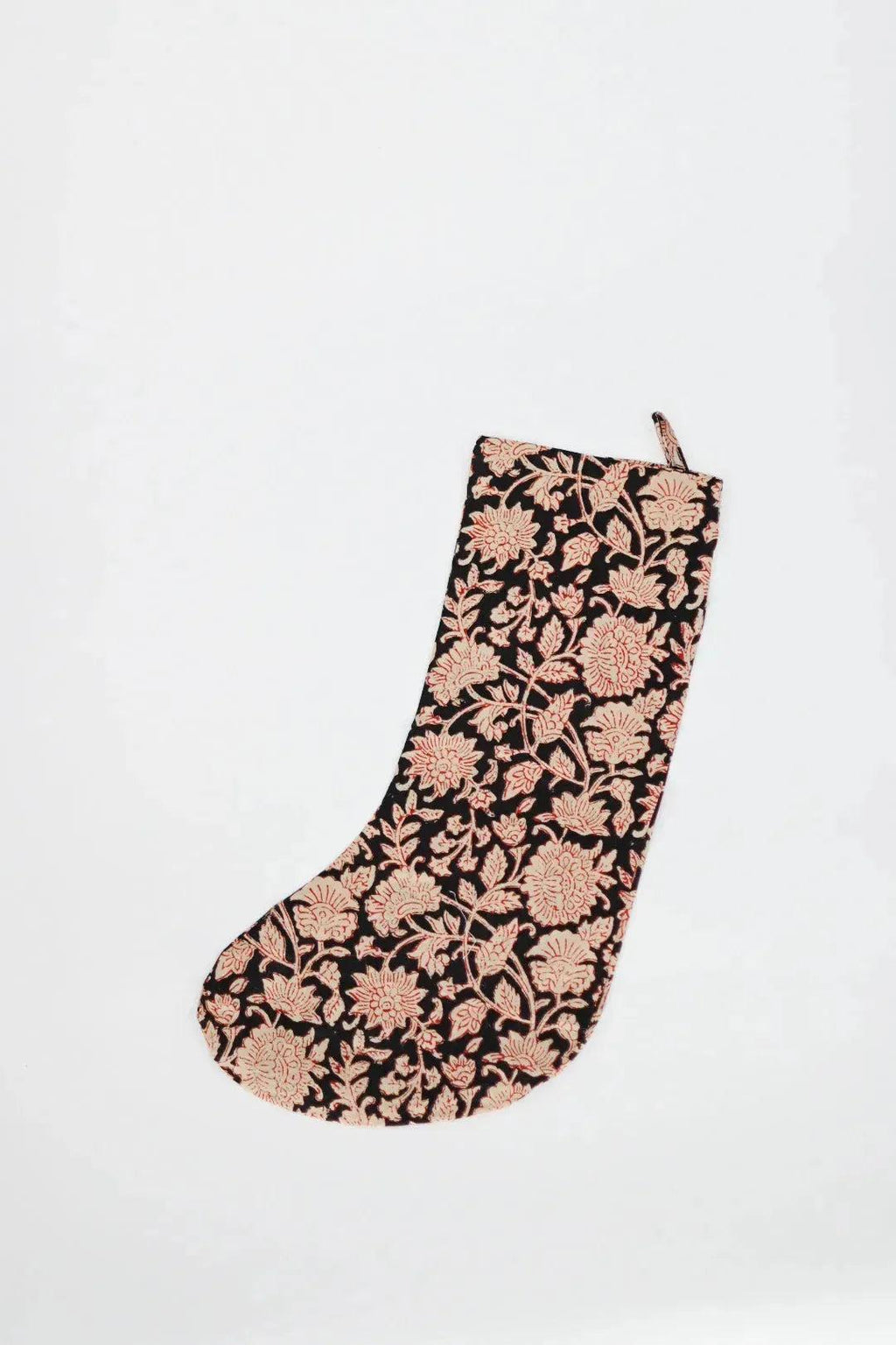 Black Floral with Scarlett Block Print Stocking Stockings
