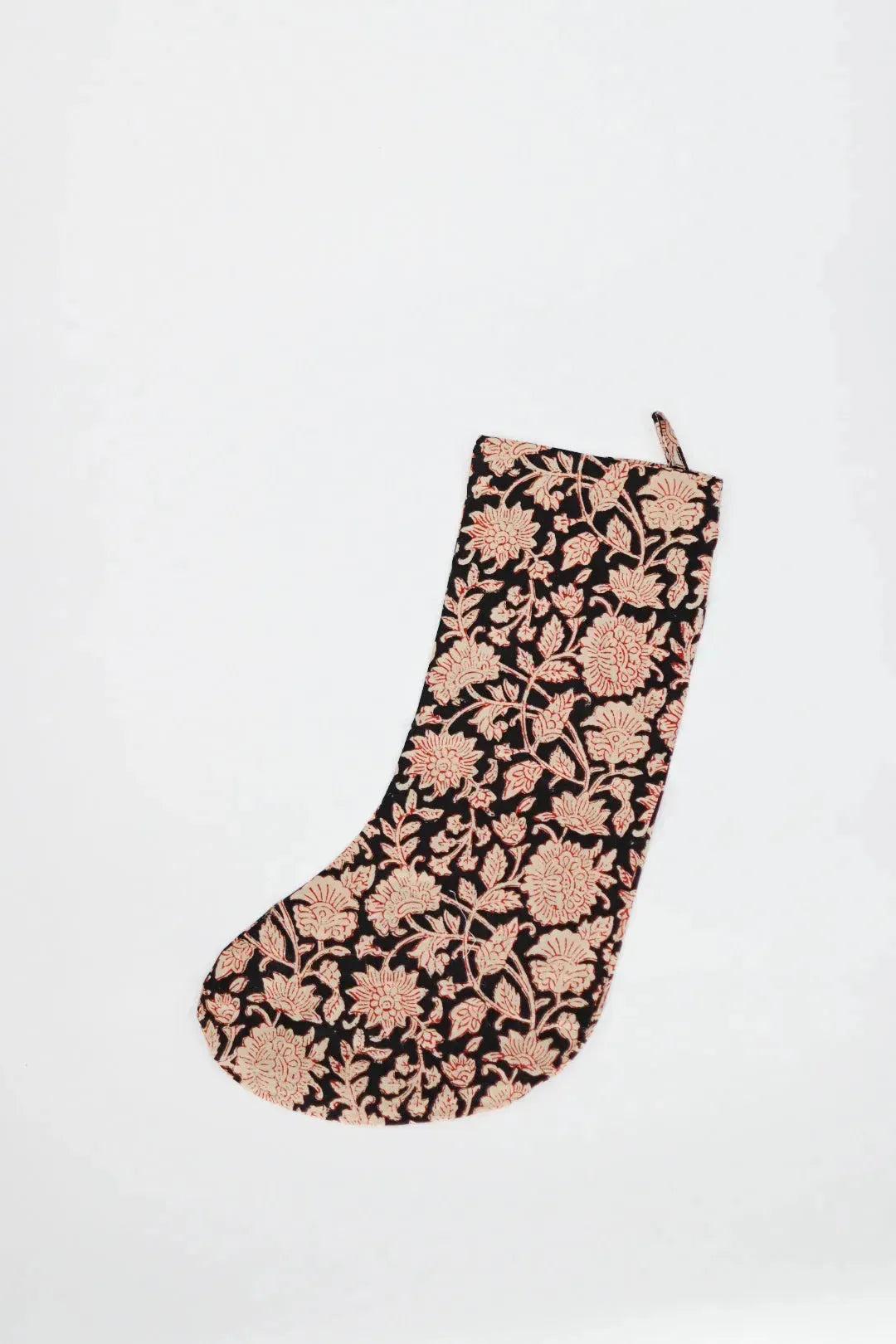 Black Floral with Scarlett Block Print Stocking Stockings