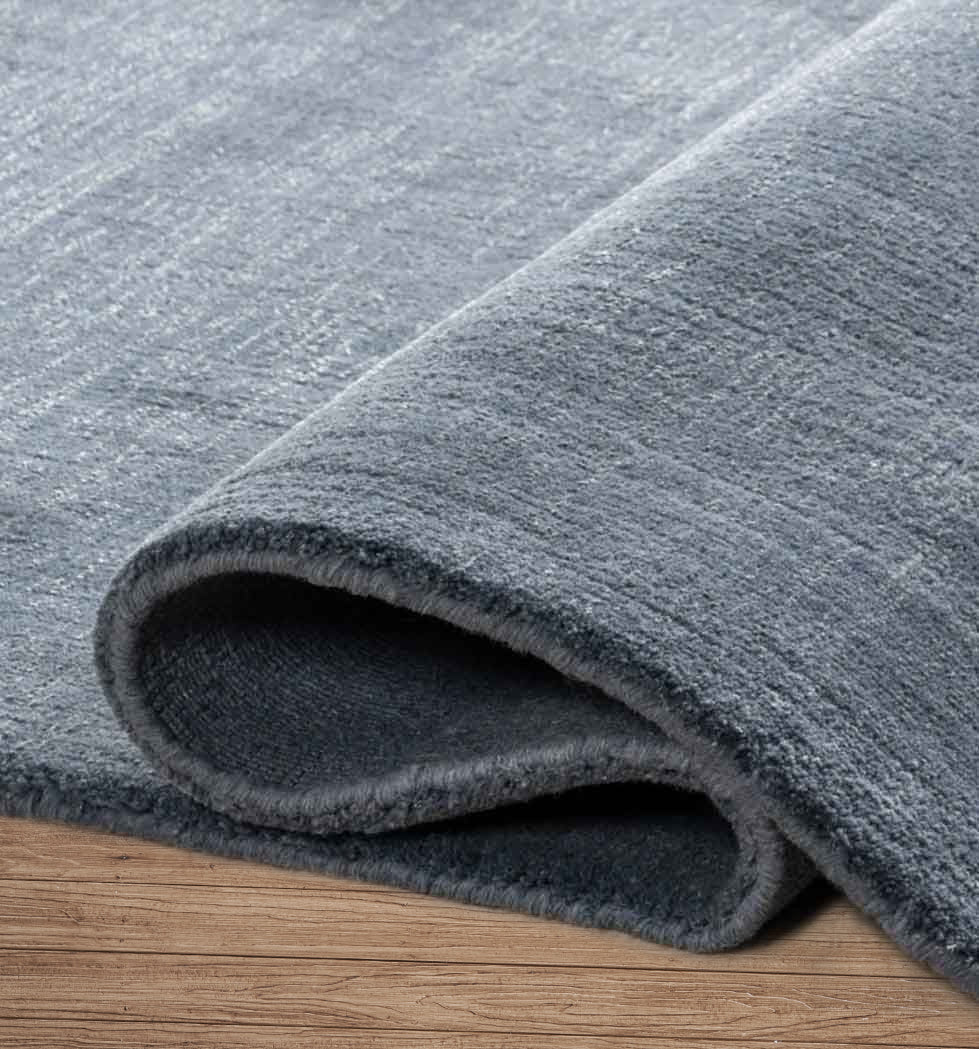 Denim Blue Hand-Loomed Wool Rug