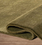 Moss Green Hand-Loomed Wool Rug
