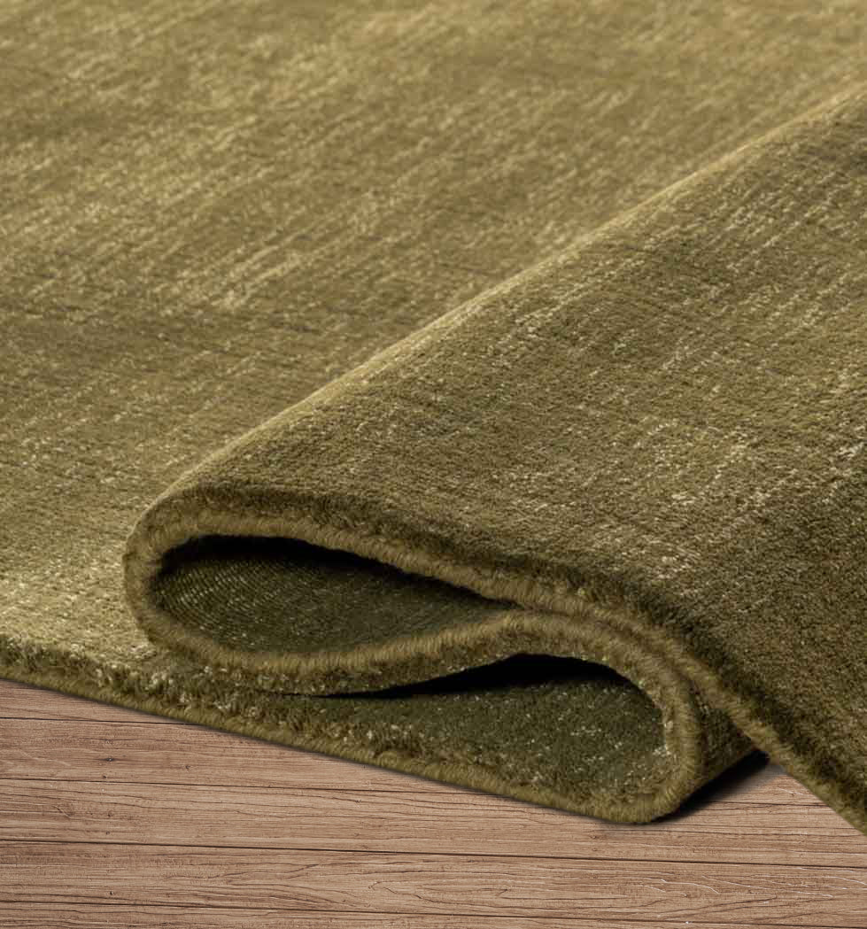 Moss Green Hand-Loomed Wool Rug