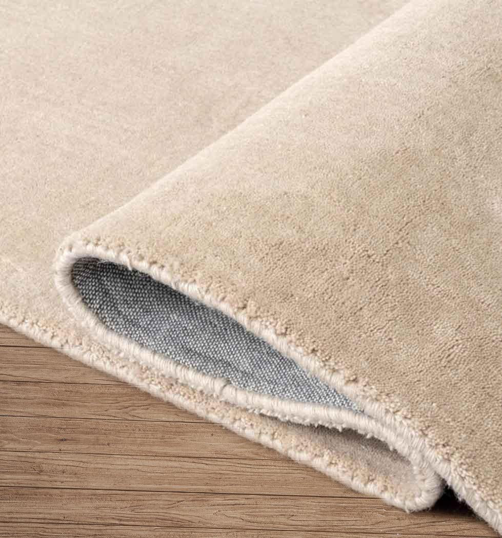 Champagne Hand Loomed Solid Wool Rug Hand Loomed