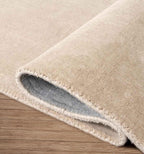 Champagne Hand Loomed Solid Wool Rug Hand Loomed