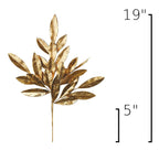 19" Faux Gold Bay leaf Stem