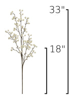 33" Faux White Berry Branch Stem