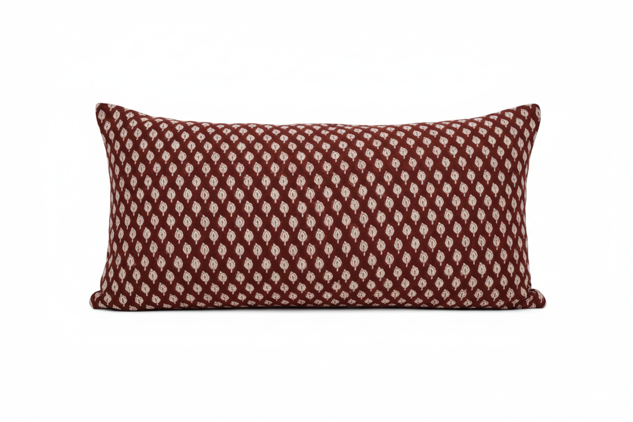 Violet Ditsy Prints Oxblood Pillow Cover 16" x 42" Double Sided Pillow Covers