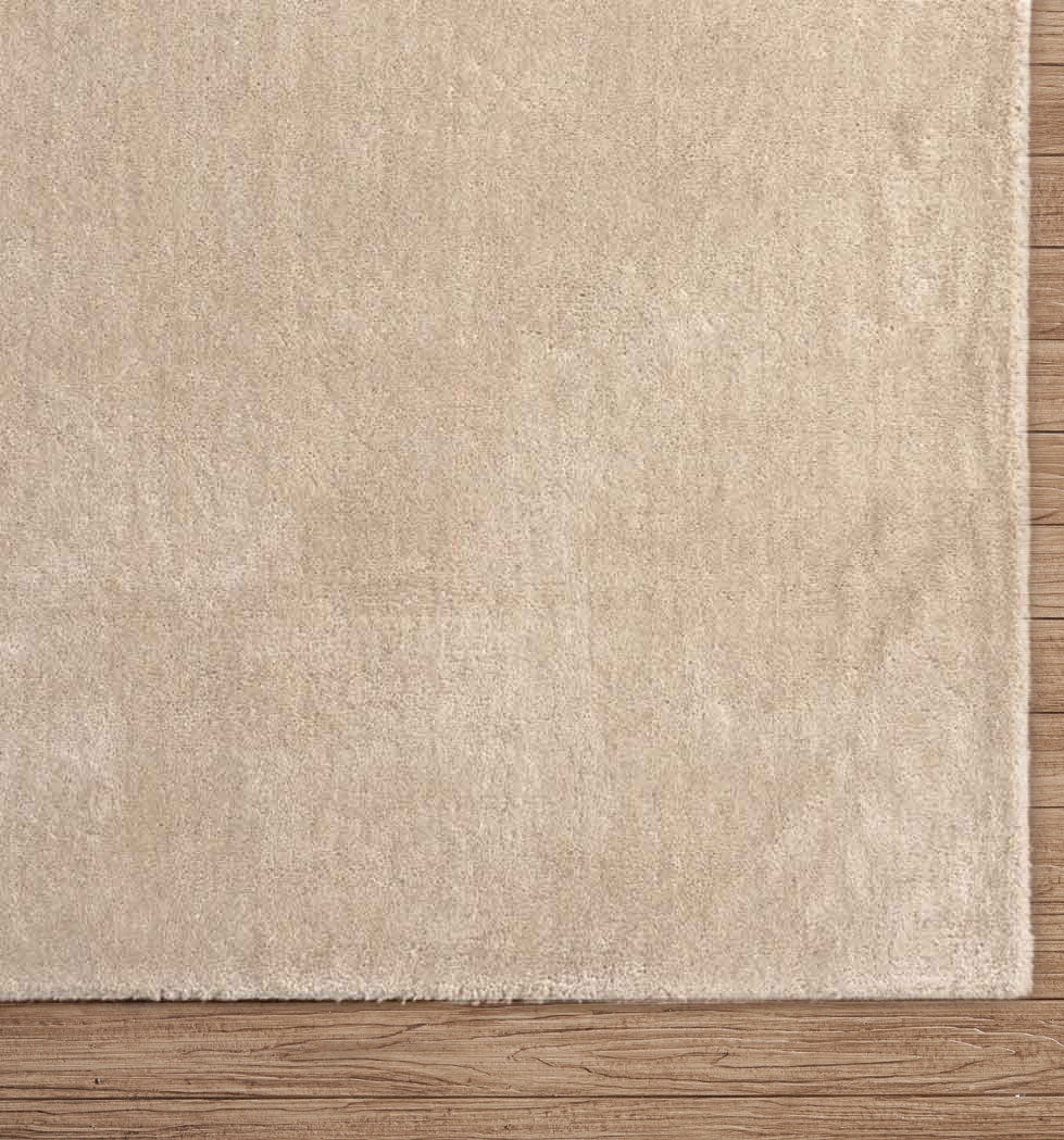 Champagne Hand Loomed Solid Wool Rug Hand Loomed