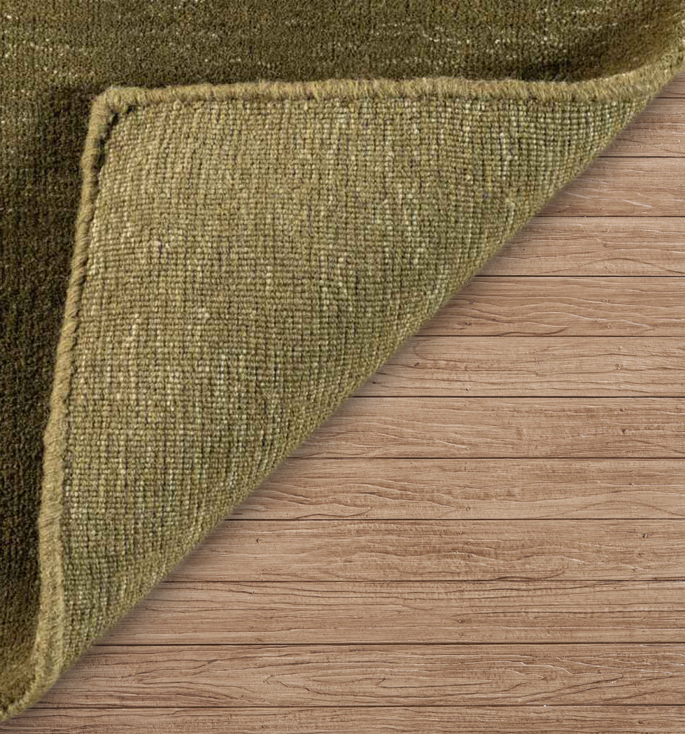 Moss Green Hand-Loomed Wool Rug