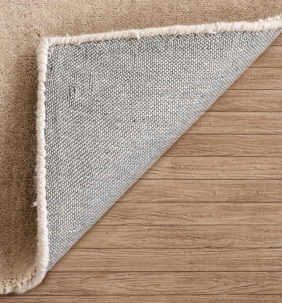 Champagne Hand Loomed Solid Wool Rug Hand Loomed