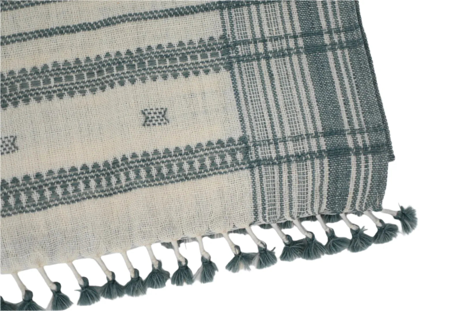 Bhujodi Table Runner - Blue and Cream - Maple Village Lane