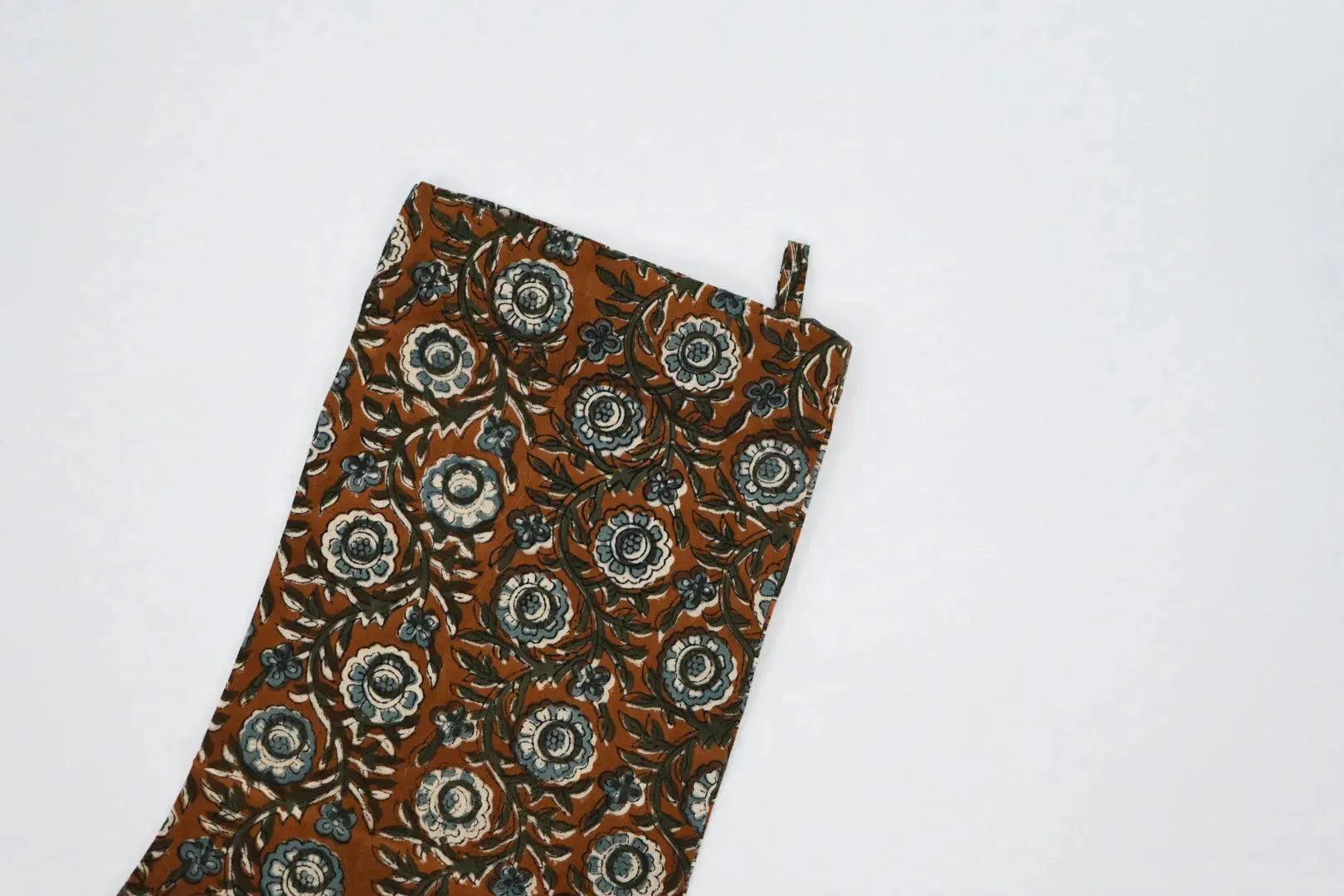 Earth Tones Floral Block Print Stocking Stockings