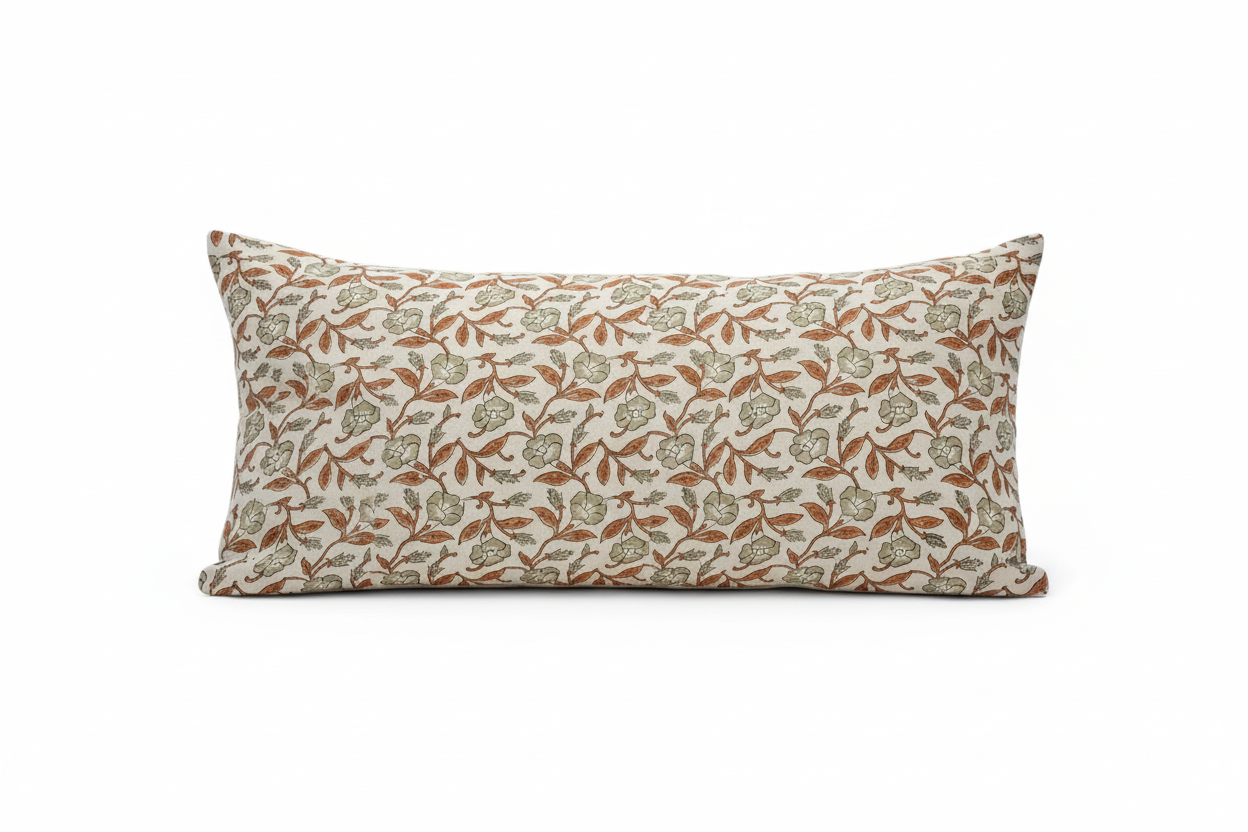 Mabel Botanical Print Warm White Pillow Cover 16" x 42" Double Sided Pillow Covers