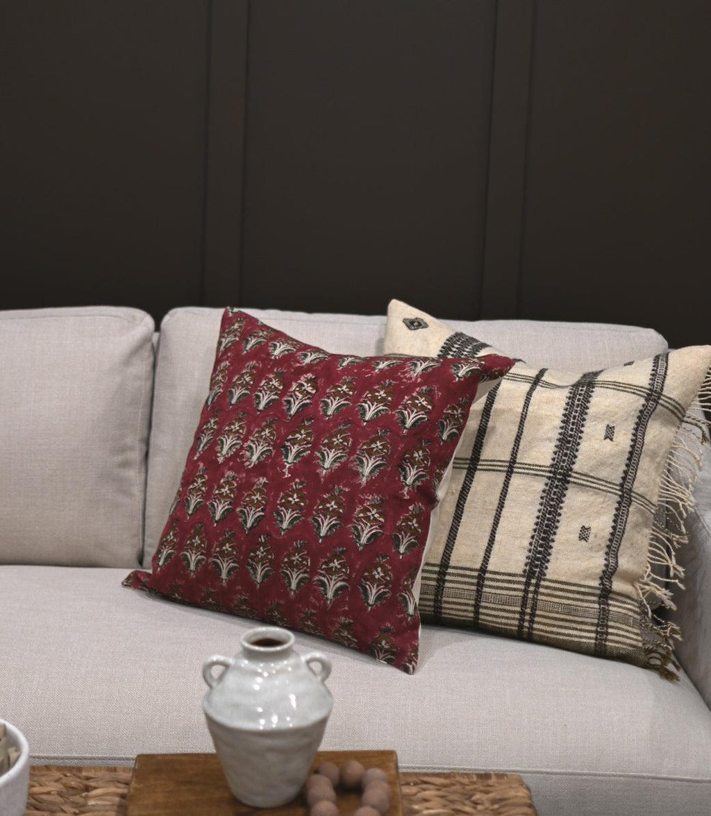 Theodosia Ditsy Prints Oxblood Pillow Cover Pillow Covers