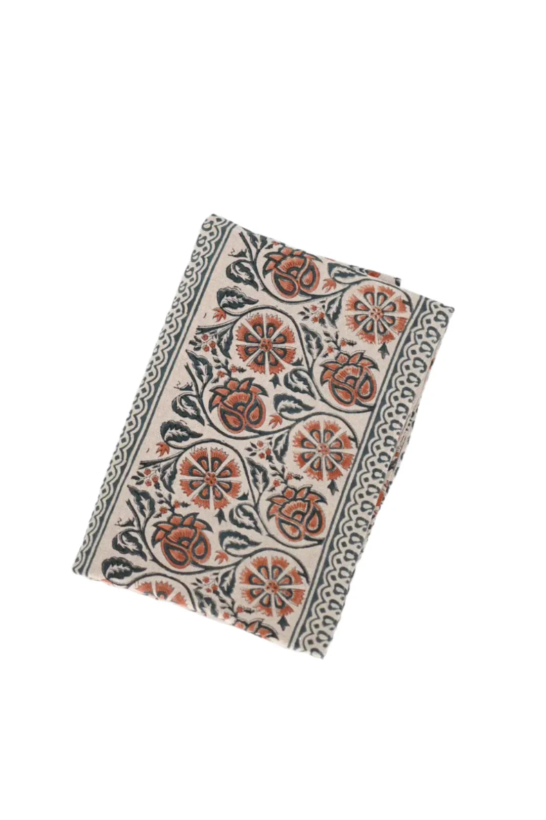 Salmon Floral Block Print Tablecloth - Maple Village Lane