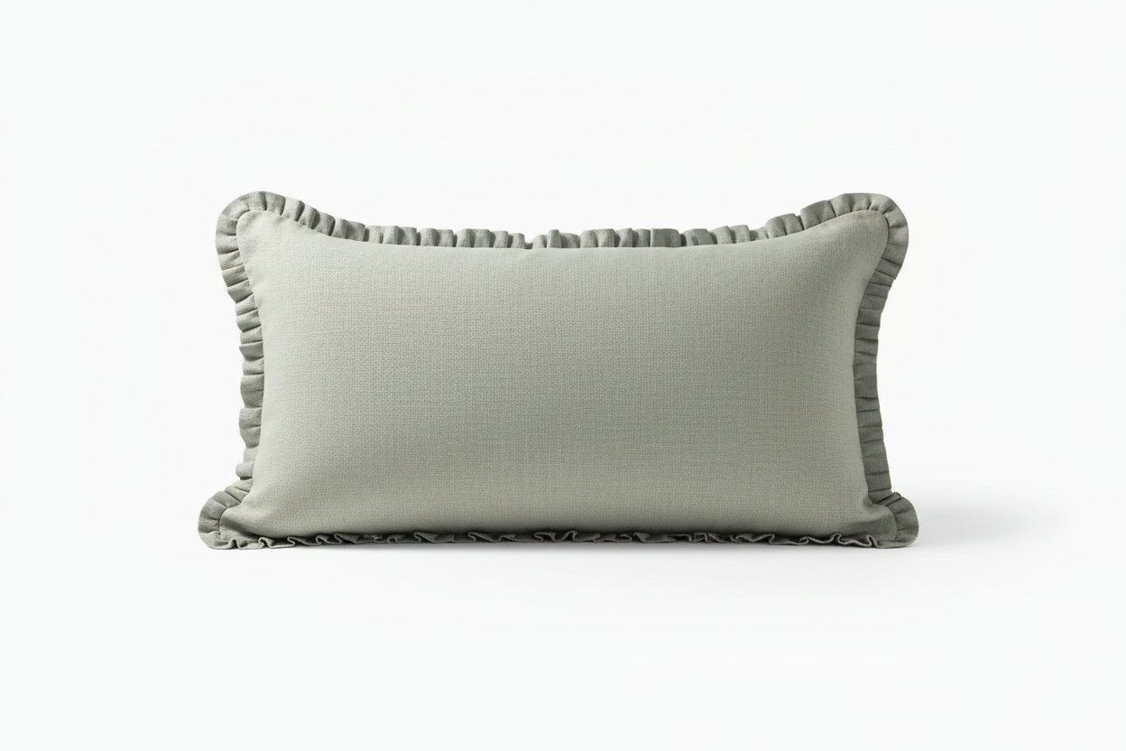 Rowan Linen Dusty Green Pillow Cover Ruffle Pillow Covers