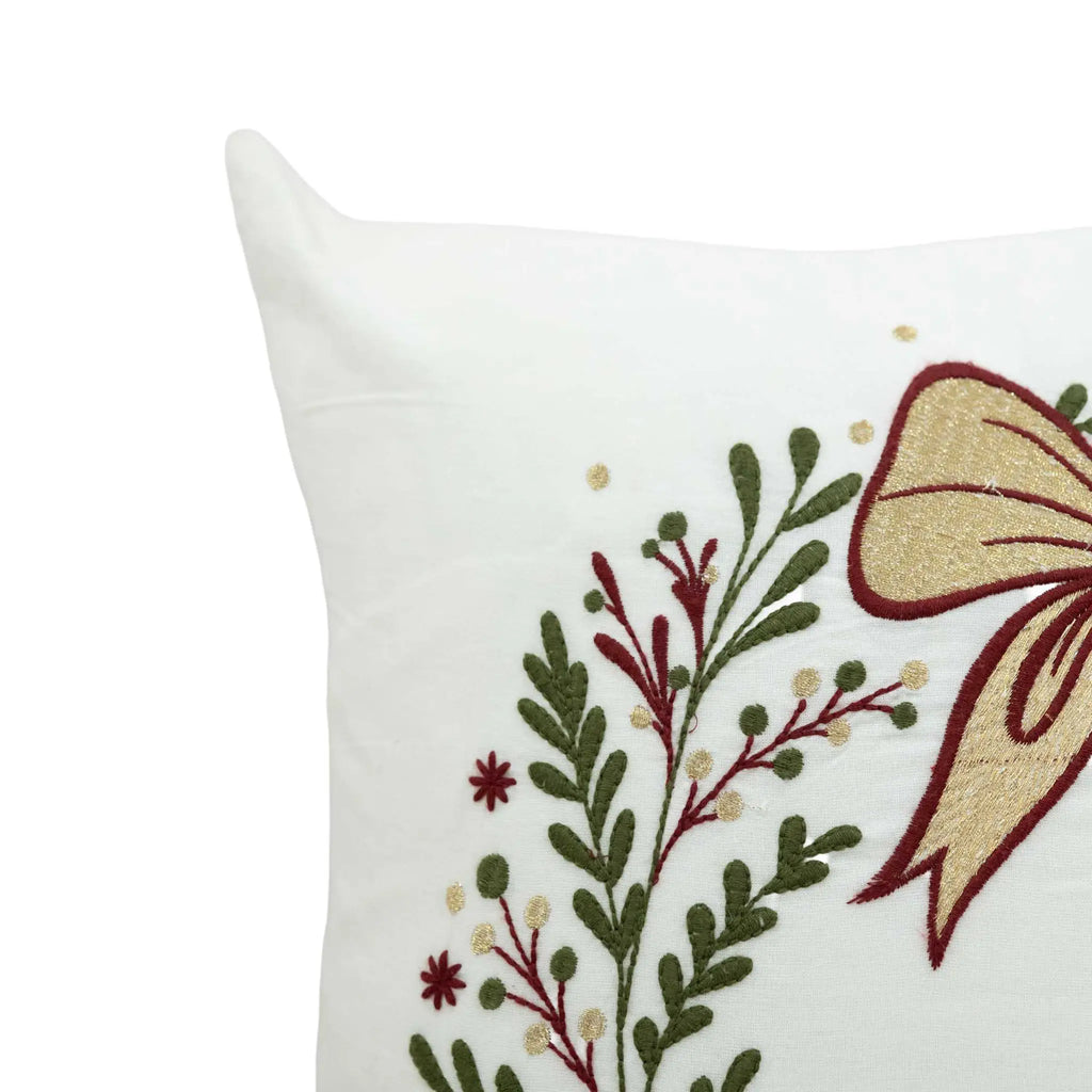 Holly Embroidered Pillow Cover