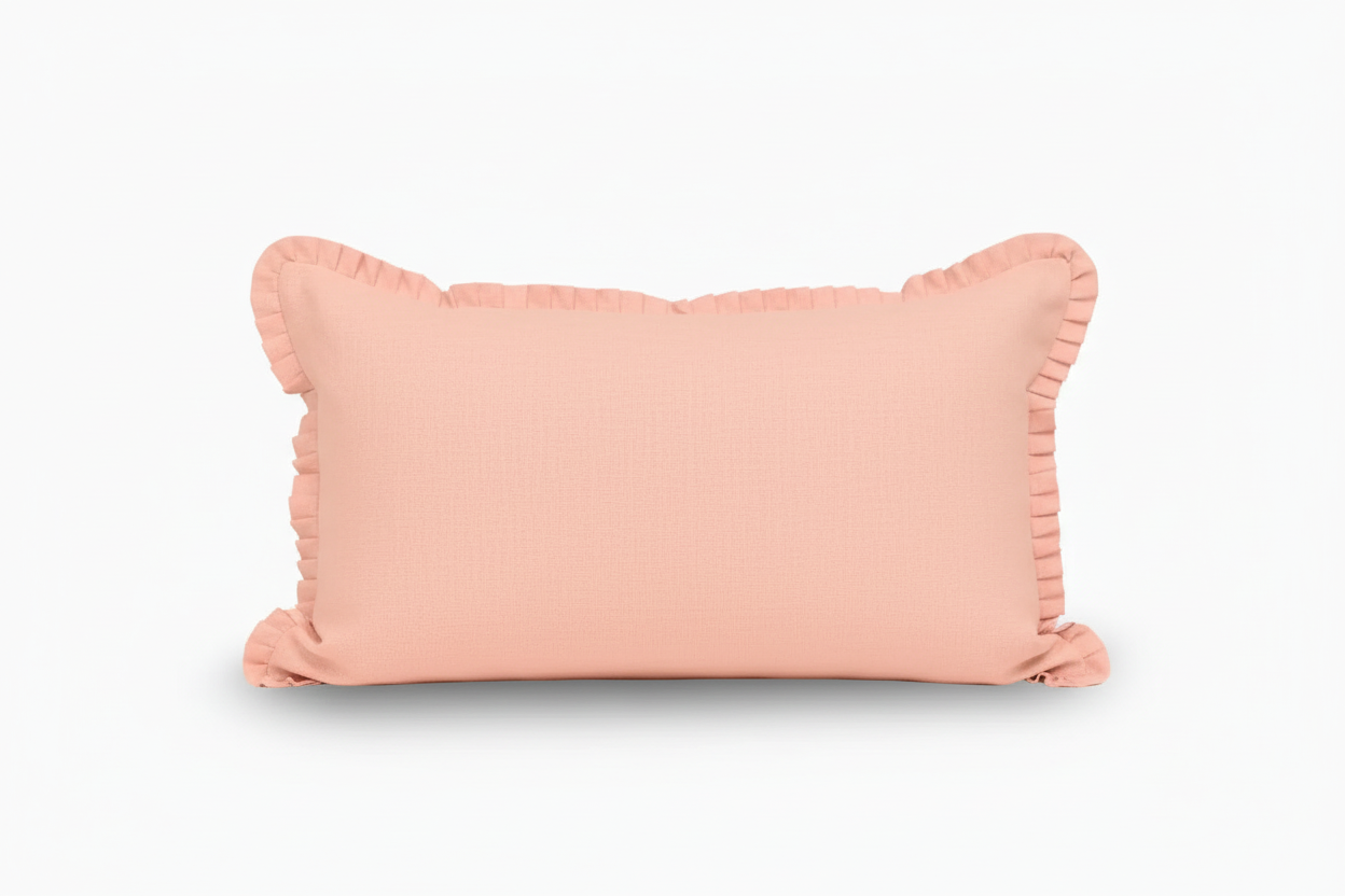 Nora Linen Muted Peach Pillow Cover Ruffle Pillow Covers