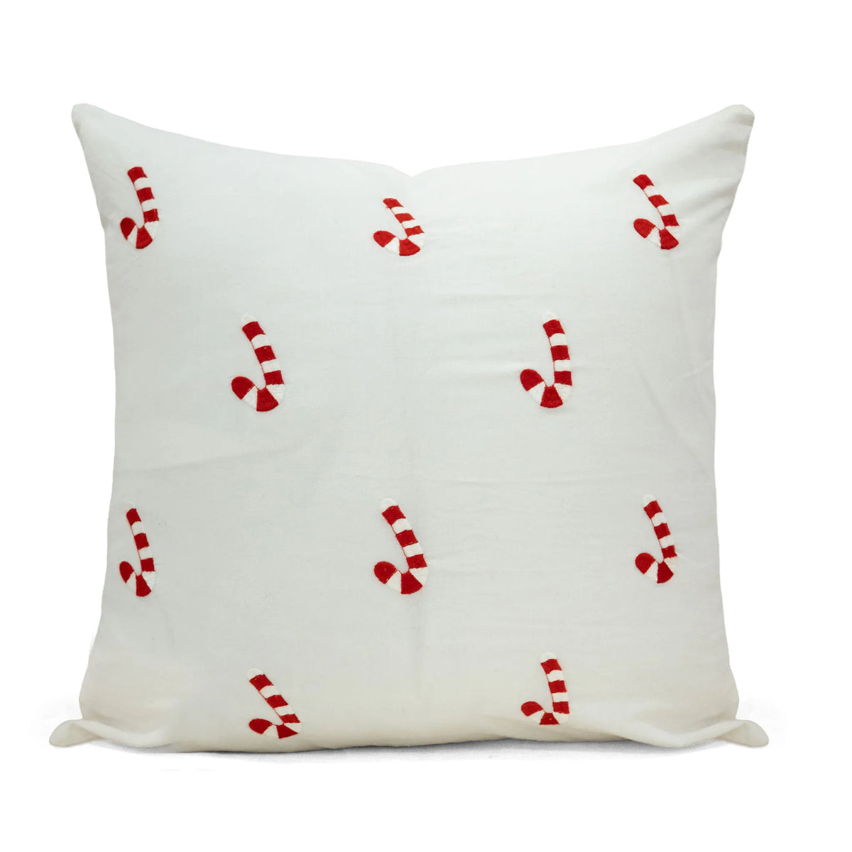 Candy Cane Embroidered Pillow Cover