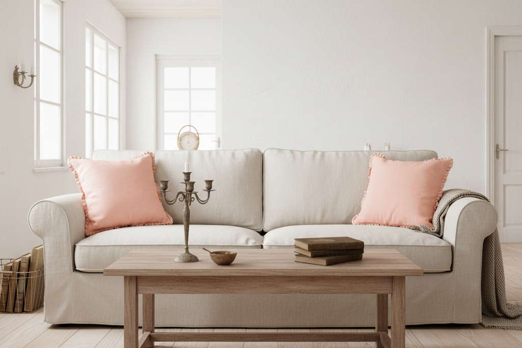 Nora Linen Muted Peach Pillow Cover Pillow Covers