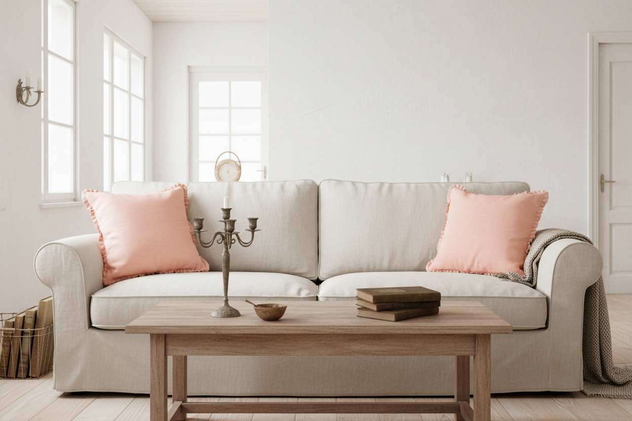 Nora Linen Muted Peach Pillow Cover Pillow Covers