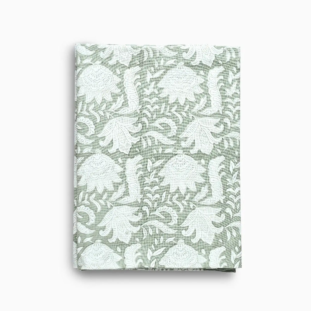 Ivy Floral Block Print Tablecloth