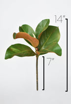 14" Faux Magnolia Leaf Stem