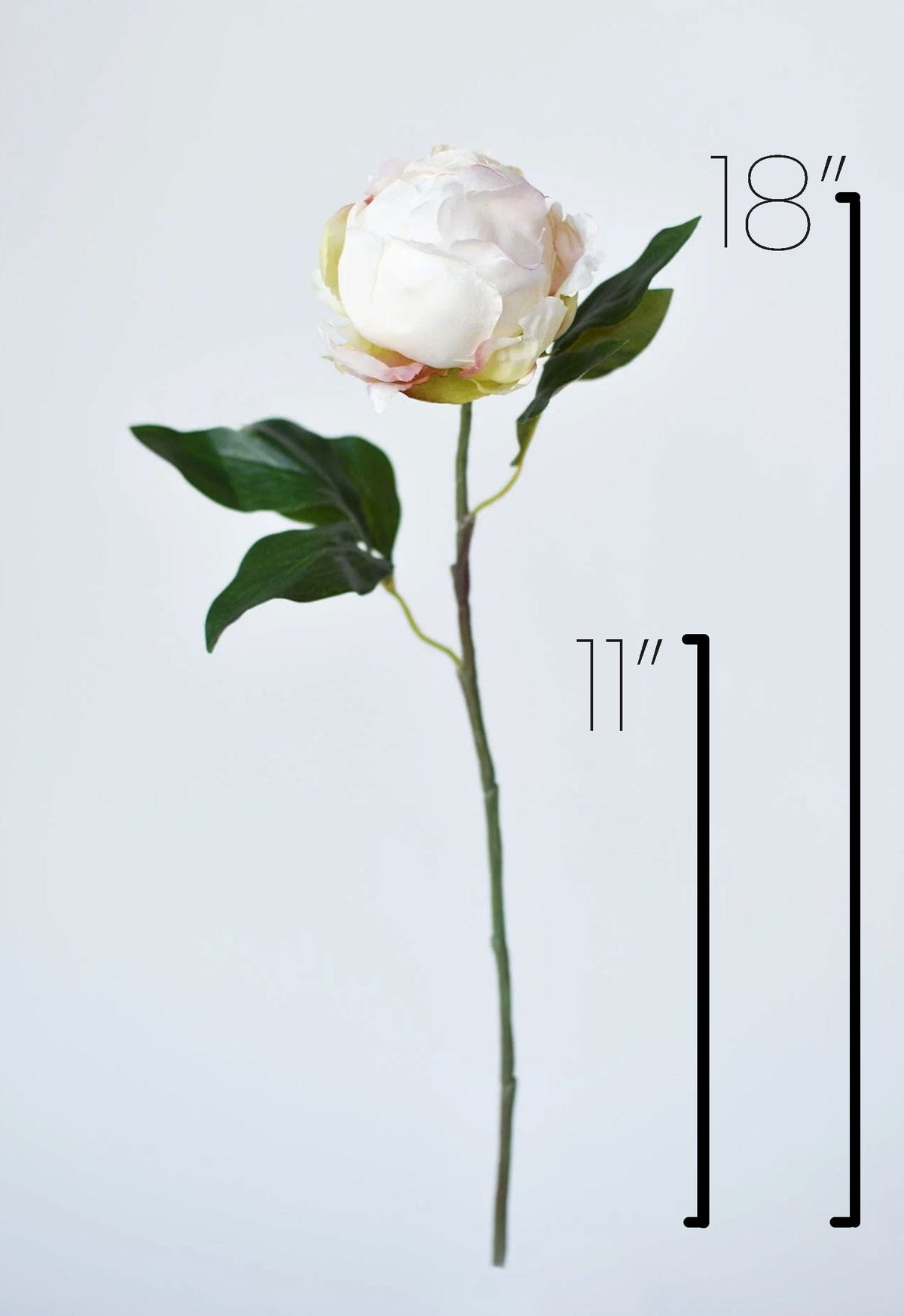 18" Faux Peony Bud Stem White