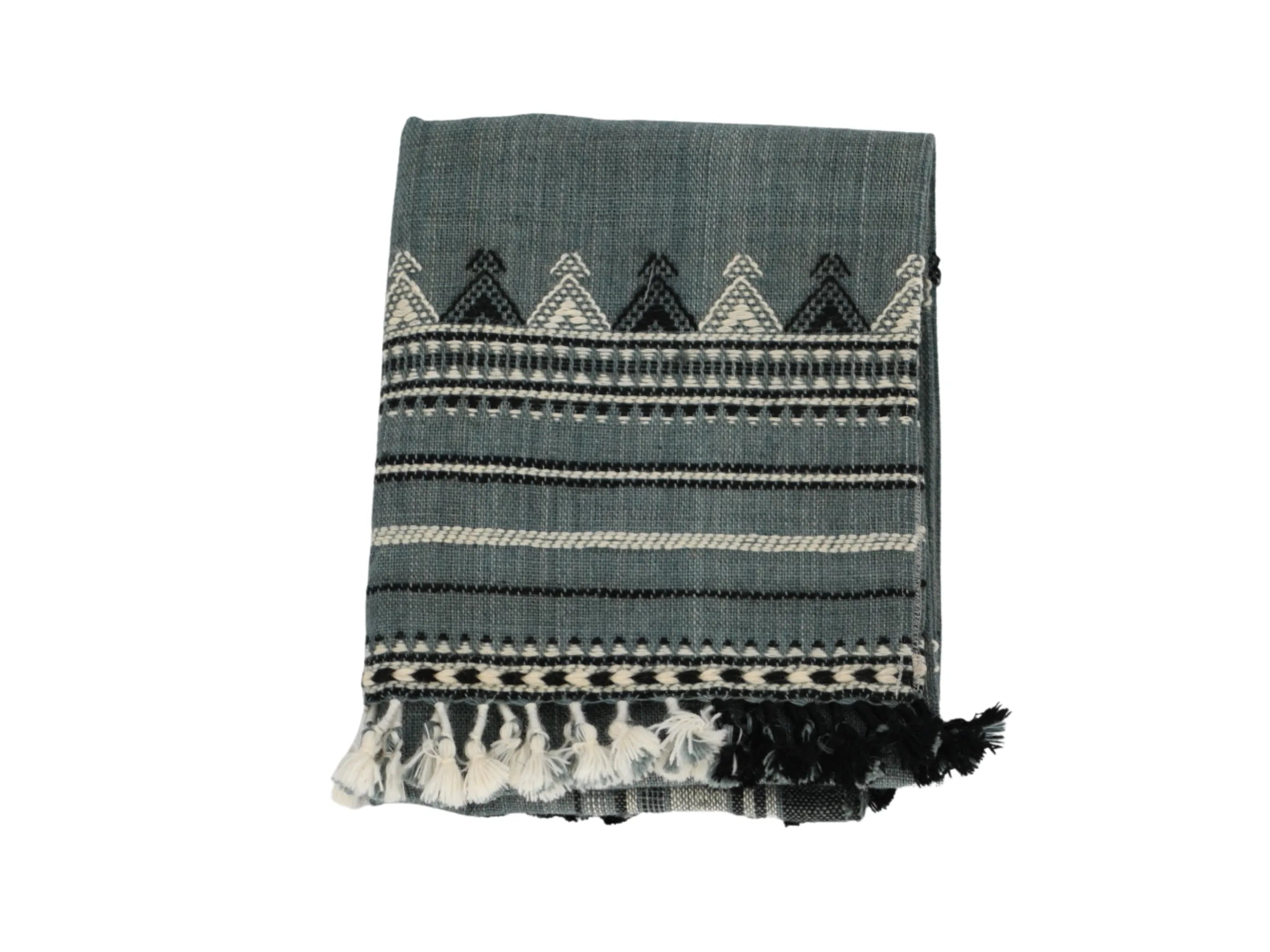 Bhujodi Table Runner - Blue Gray/Multicolor - Maple Village Lane