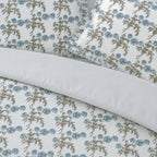 Tony Ice Blue Block Print Cotton Duvet Cover Set