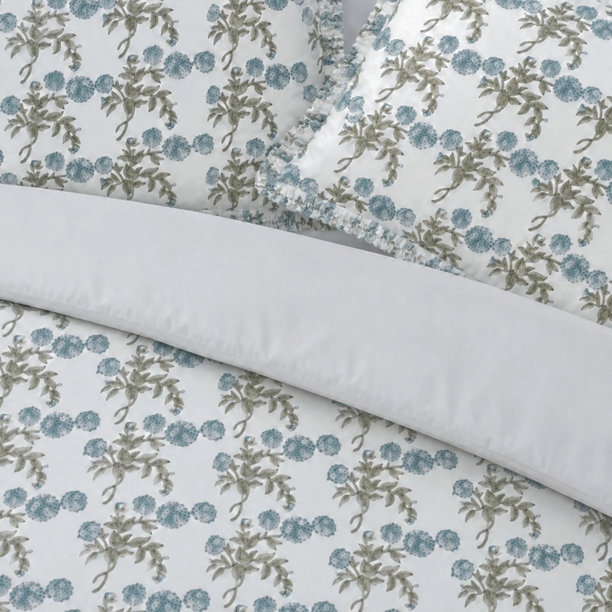 Tony Ice Blue Block Print Cotton Duvet Cover Set