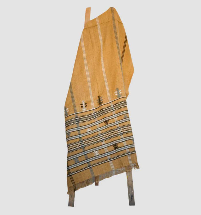 Handwoven Vintage Bhujodi Bed Throw Peach Handloom Throws