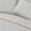 Andrea Ice Blue Block Print Cotton Duvet Cover Set