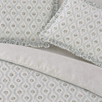 Andrea Ice Blue Block Print Cotton Duvet Cover Set