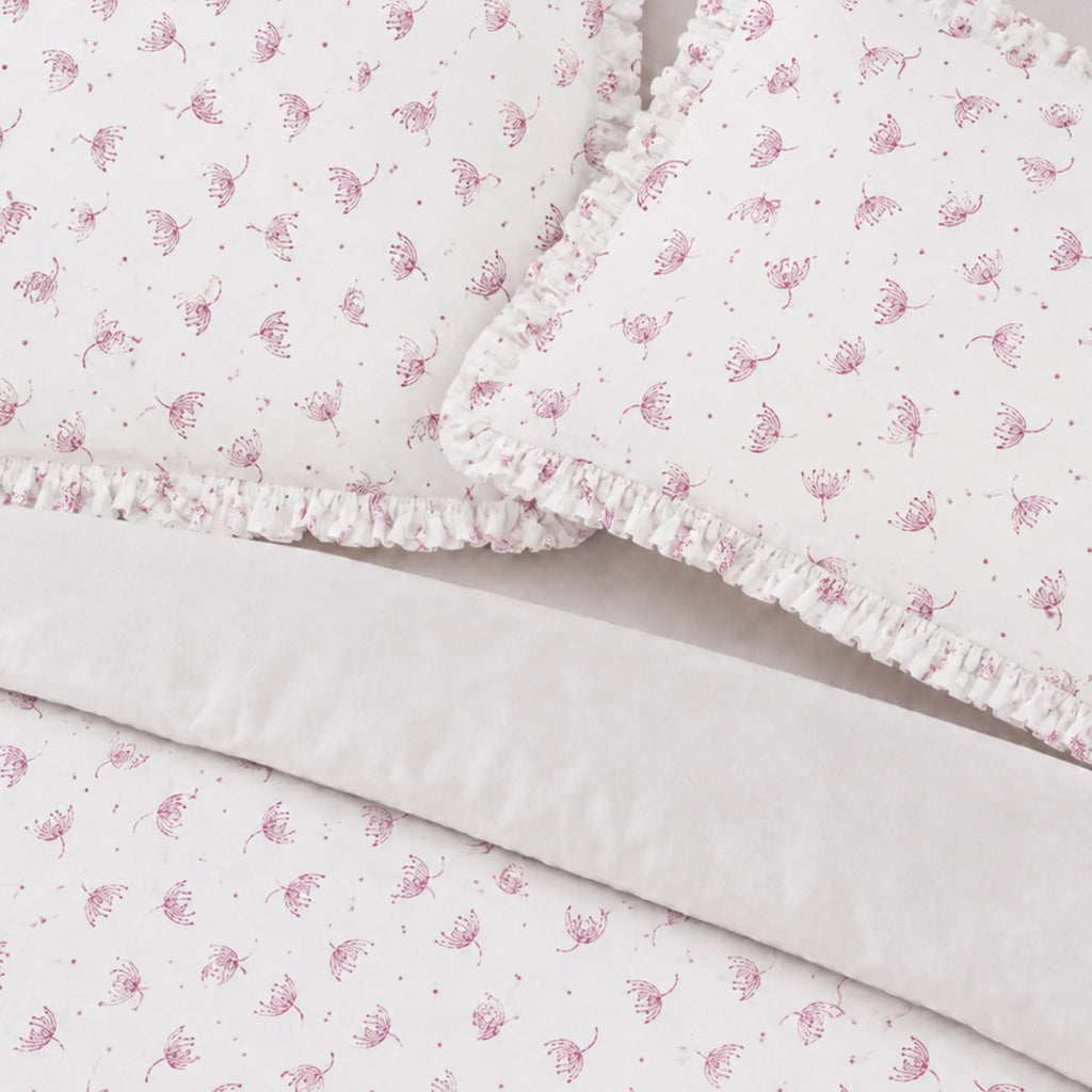 Dandellions Block Print Cotton Duvet Cover Set