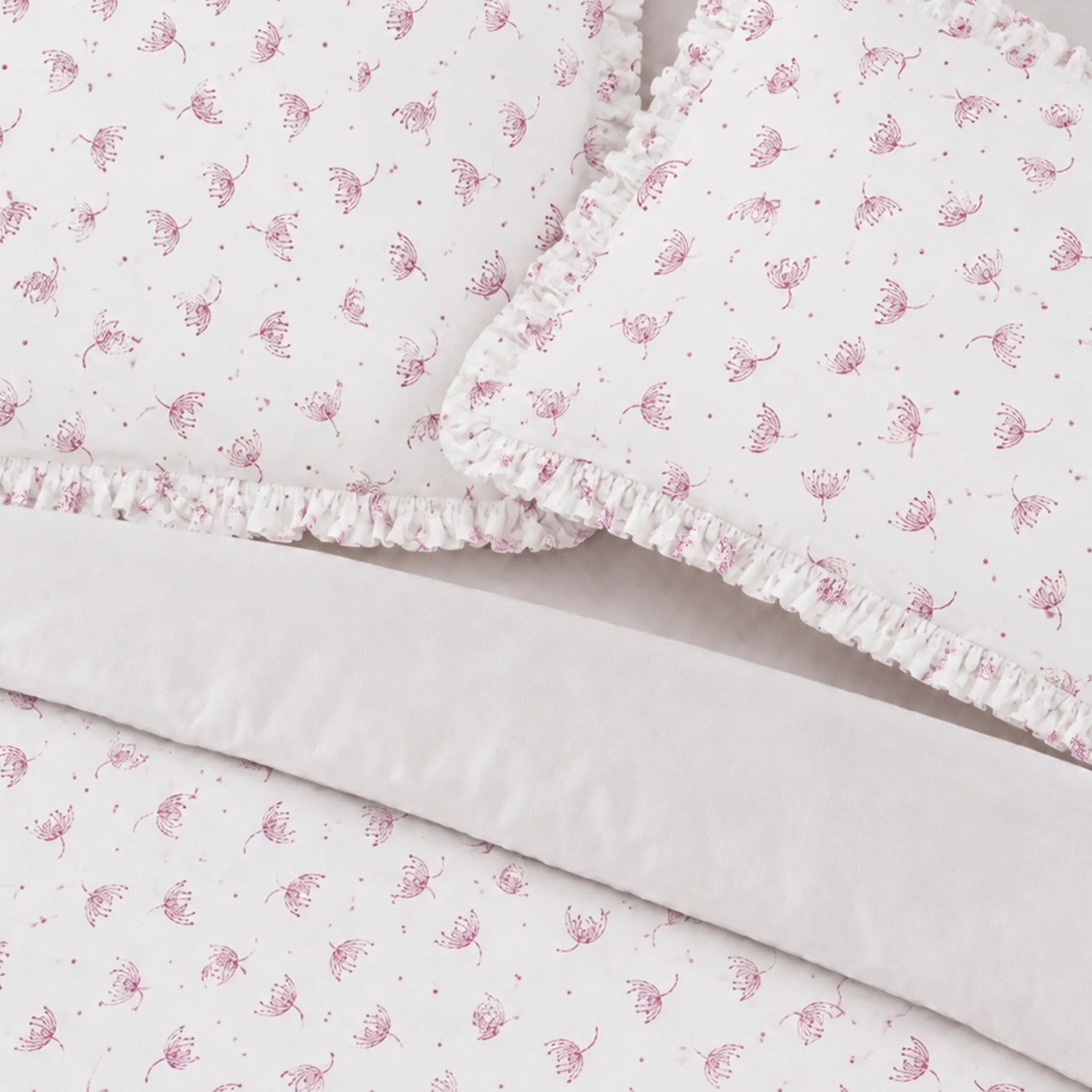 Dandellions Block Print Cotton Duvet Cover Set