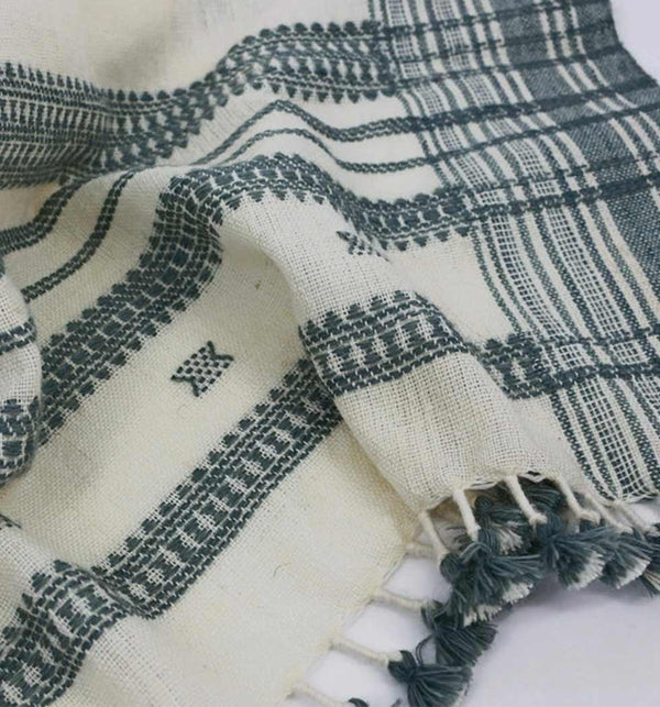 Handwoven Vintage Bhujodi Bed Throw - Azure - 40