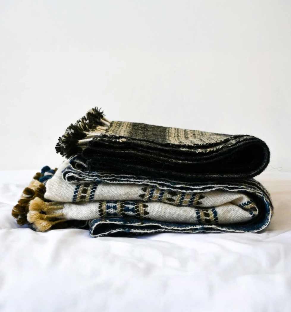 Bhujodi Handwoven Wool Textured Throw Black