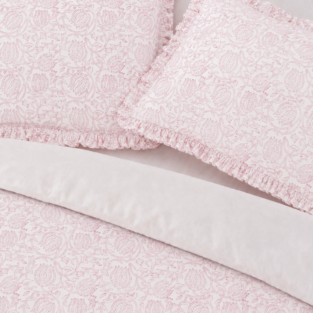 Vivienne Red Block Print Cotton Duvet Cover Set