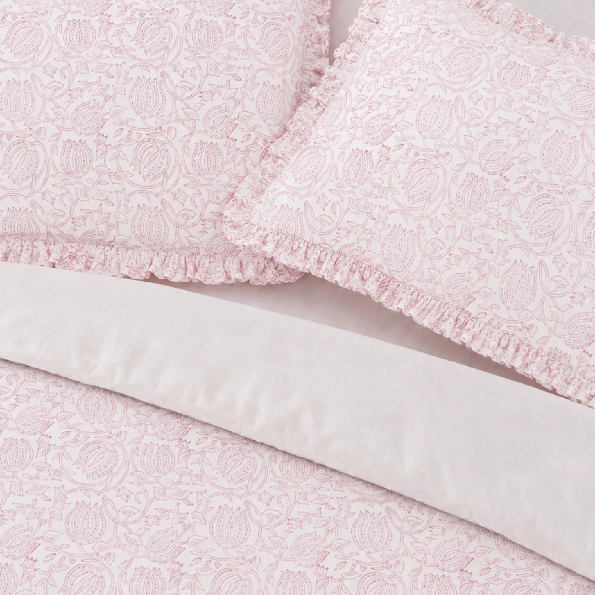 Vivienne Red Block Print Cotton Duvet Cover Set