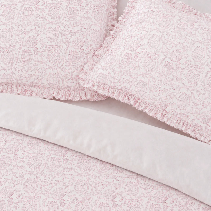 Vivienne Red Block Print Cotton Duvet Cover Set