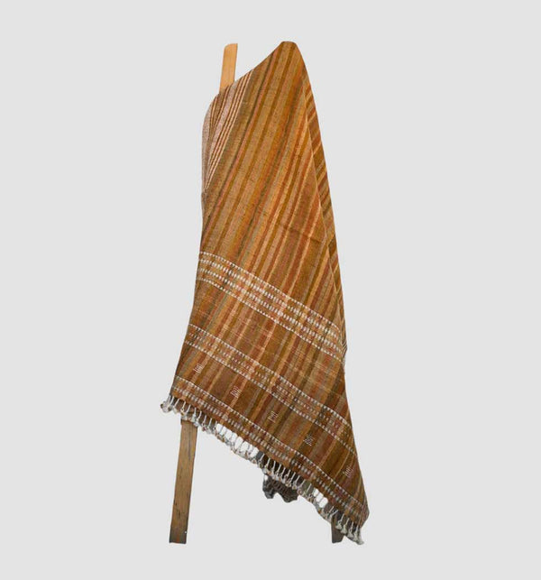 Handwoven Vintage Bhujodi Bed Throw Rust and Sandstone  - 40