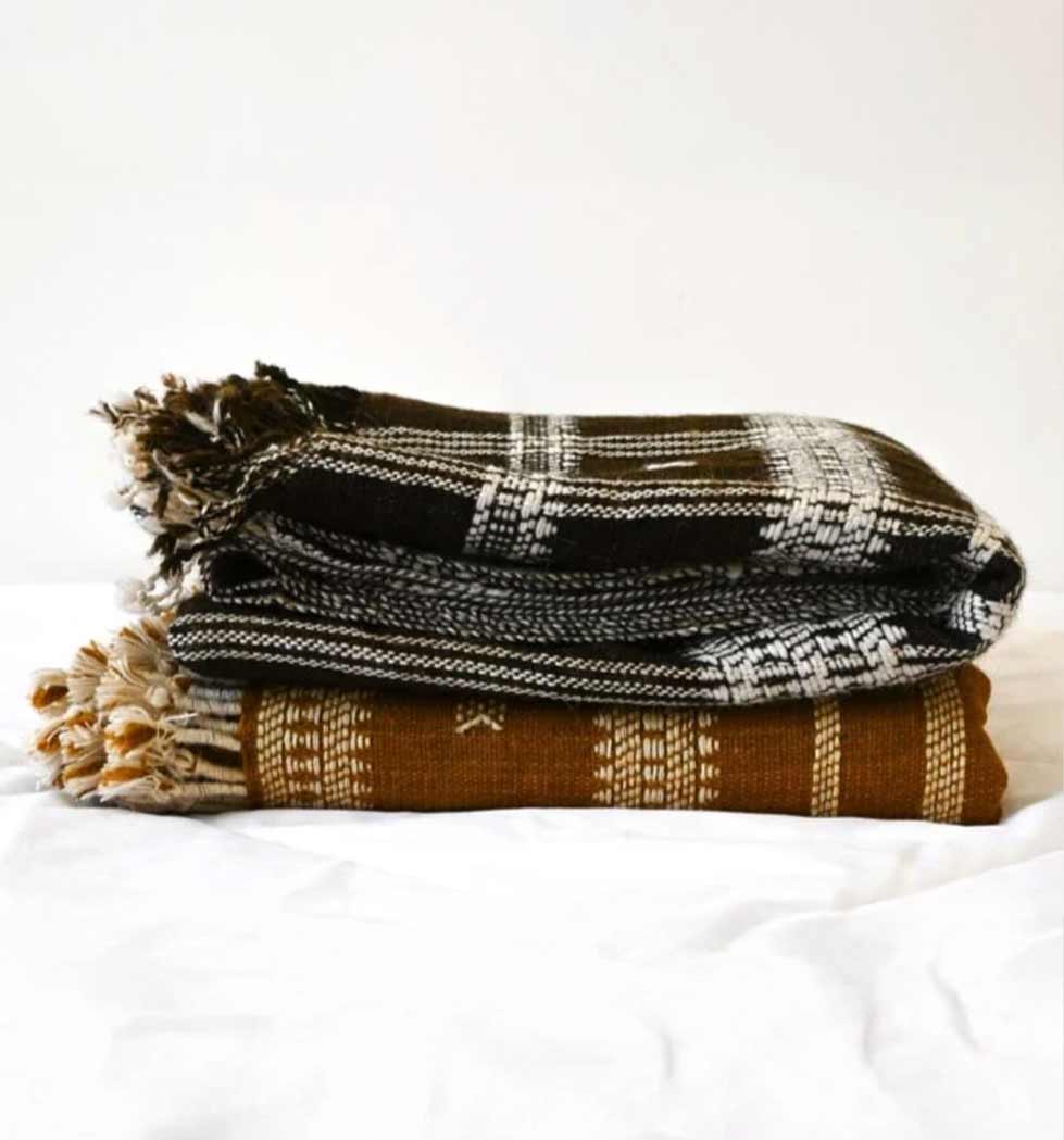 Handwoven Vintage Bhujodi Bed Throw Brown