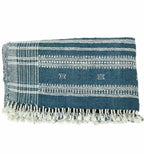 Handwoven Vintage Bhujodi Throw - Navy Blue - 40" X 90"