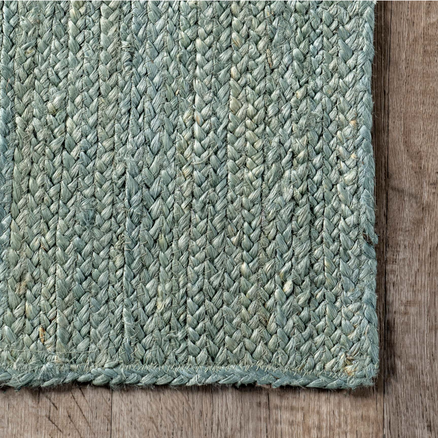 Green Jute Braided Flatweave Rug 8'6" x 11'6" Flatweave