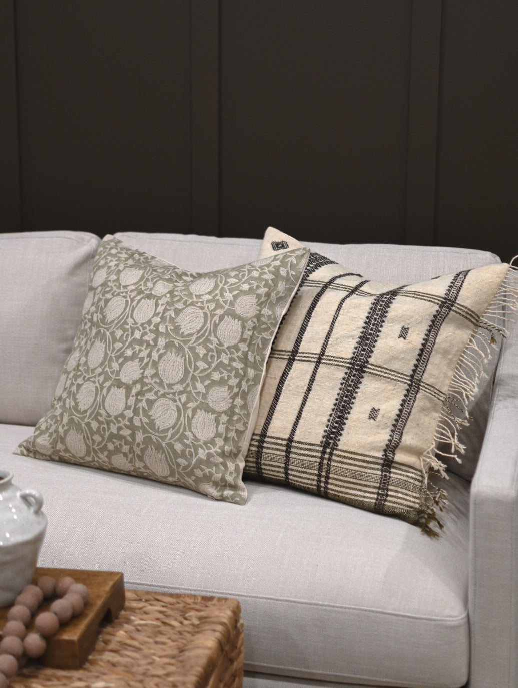 Winifred Botanical Print Celadon Pillow Cover Pillow Covers