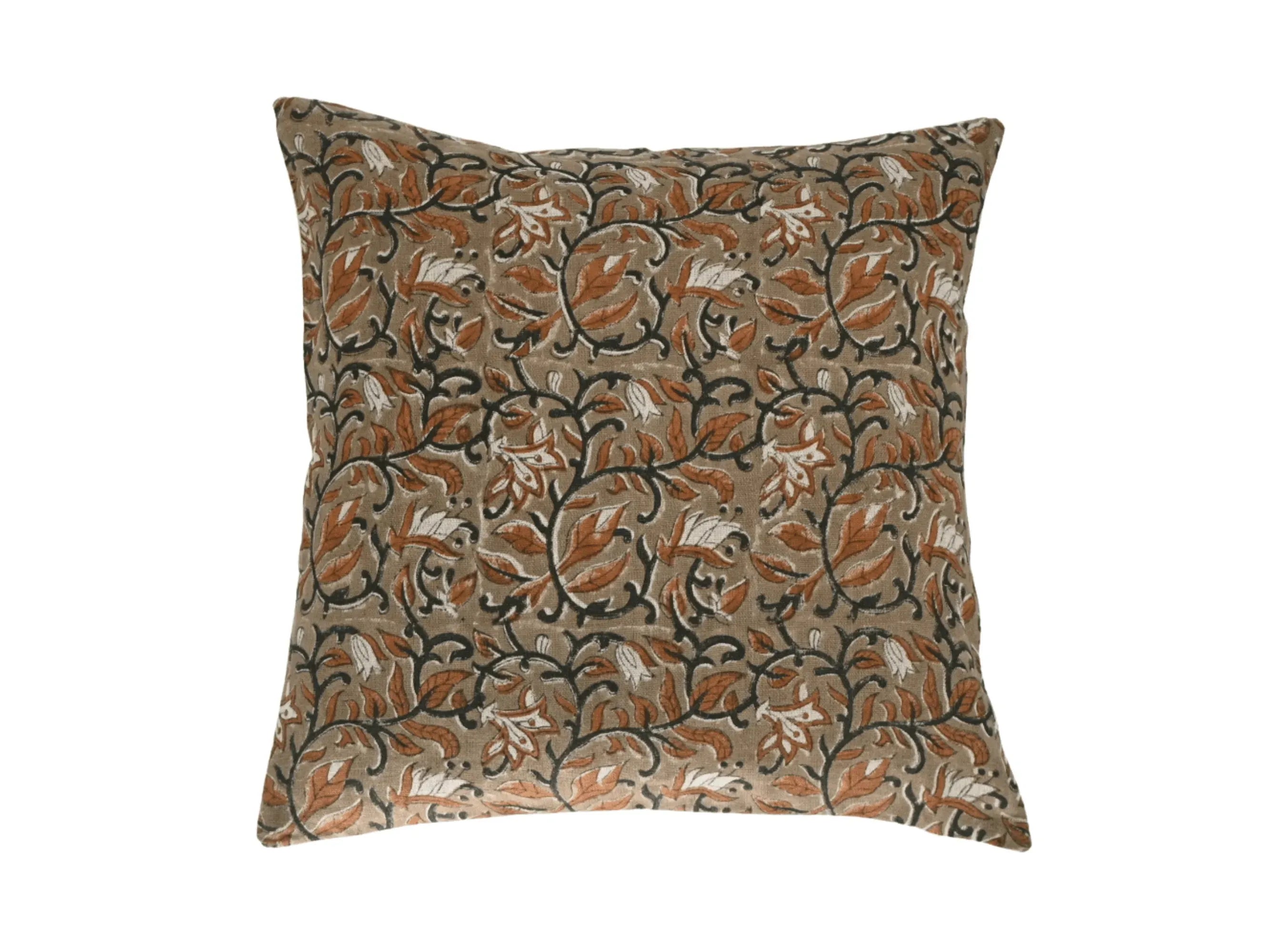 Charles Botanical Print Deep Caramel Pillow Cover 26" x 26" Double Sided Pillow Covers