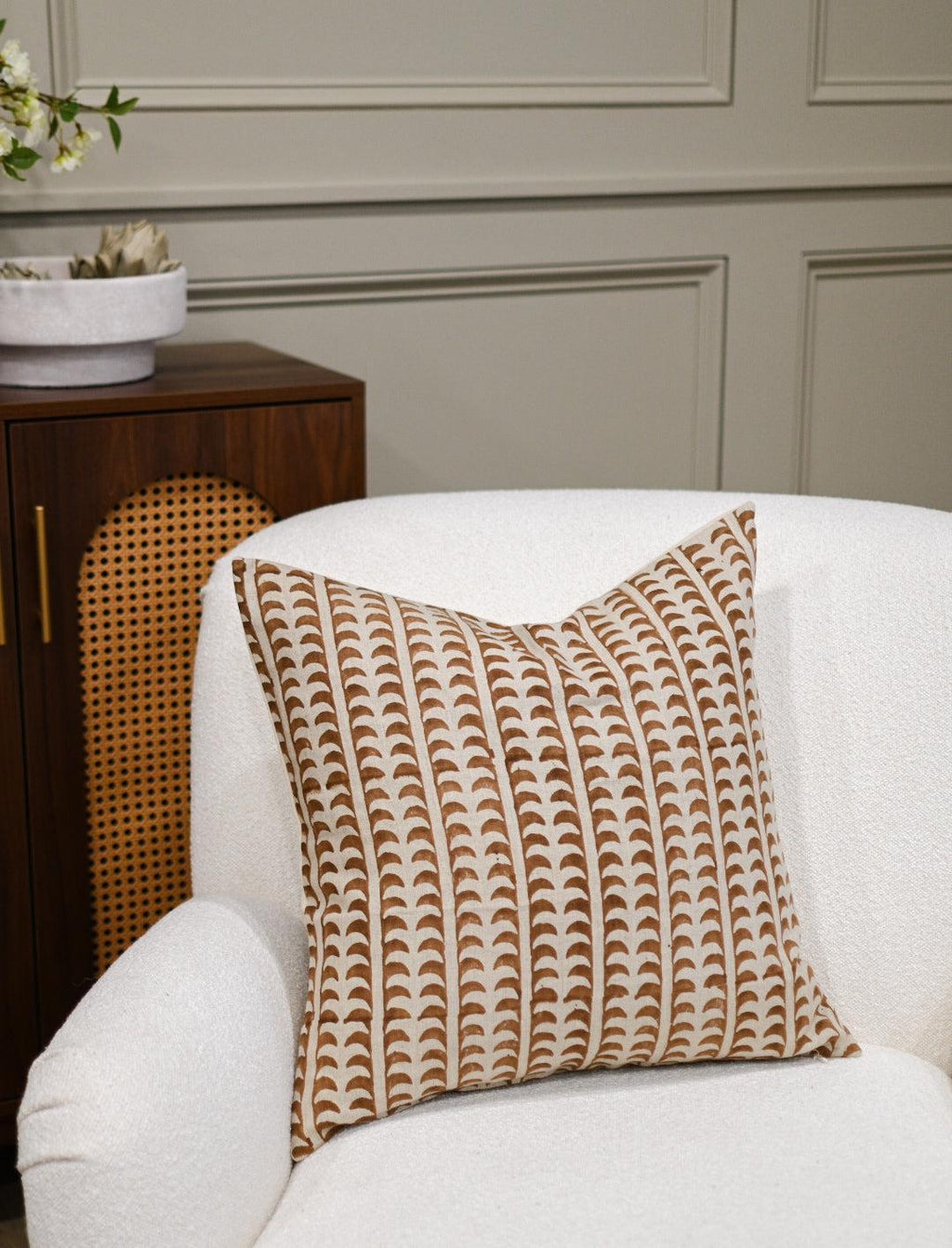 Calista Striped Floral Oat Pillow Cover Pillow Covers