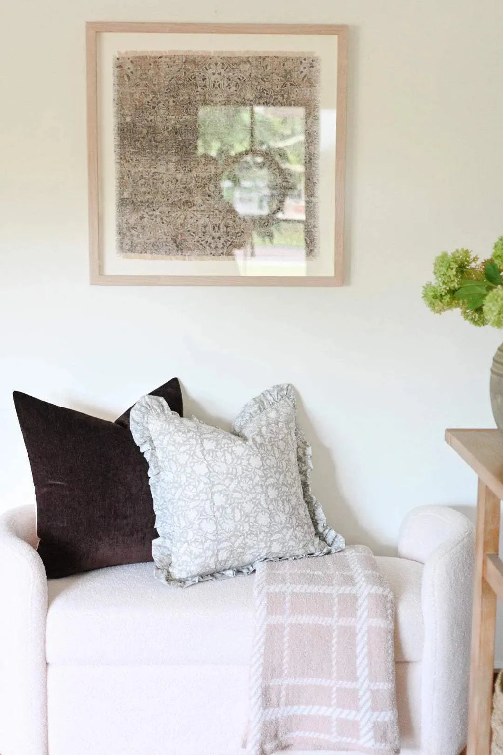 Rose Botanical Print Ash Grey Pillow Cover Pillow Covers