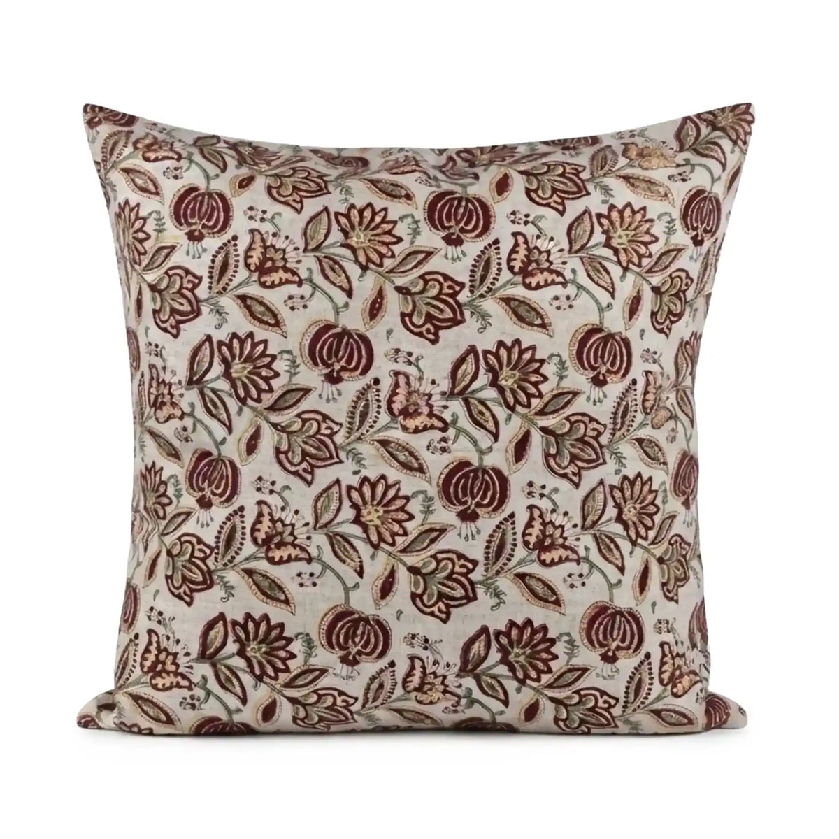 Garnet Bloom Red Linen Pillow Cover
