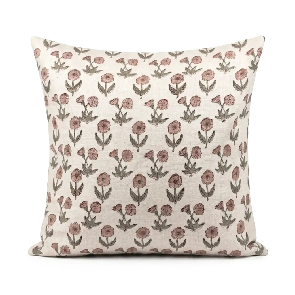 Aster Pink Linen Pillow Cover